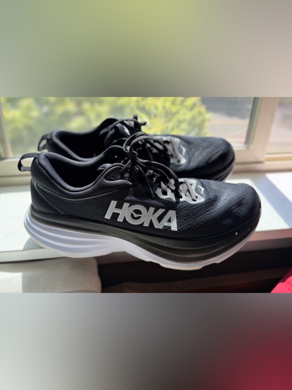 Hoka Women's Black and White Athletic Running Shoes